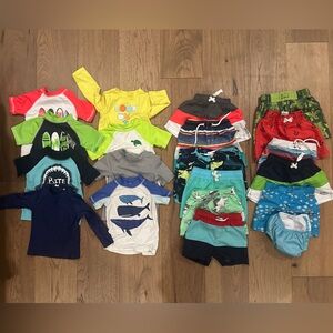 18m toddler baby boy swim rash guard bundle lot
